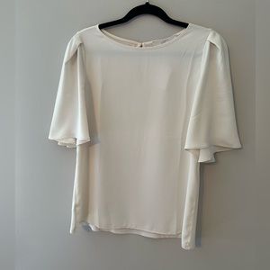 Loft- Cream mixed media flowy top